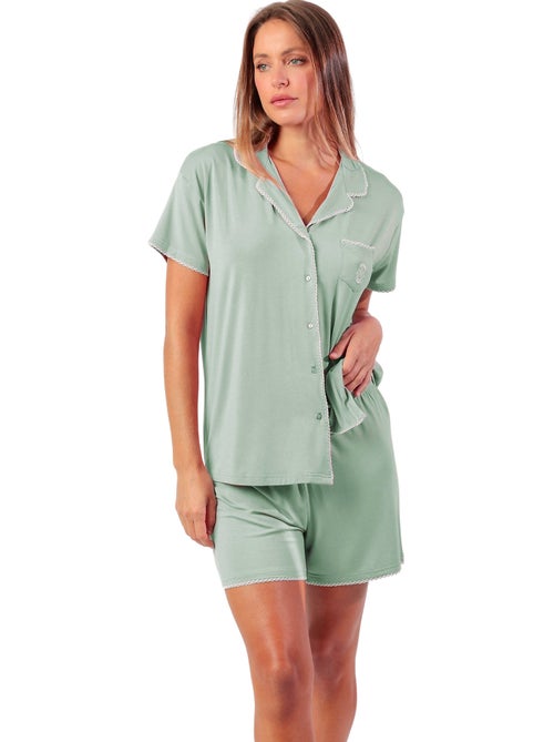 Pyjama short chemise manches courtes Classic Summer - Kiabi Pyjama short chemise manches courtes Classic Summer - Kiabi