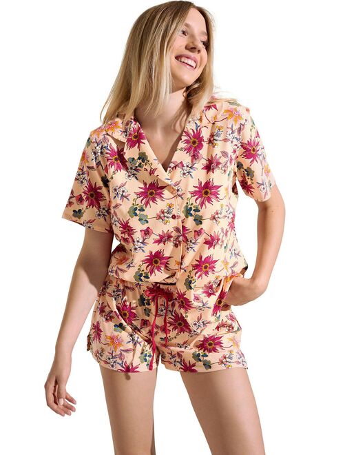 Pyjama short chemise manches courtes Flowers - Kiabi