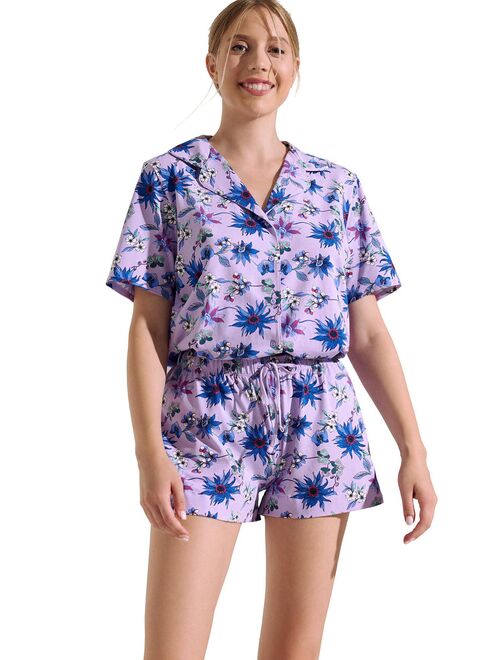 Pyjama short chemise manches courtes Flowers - Kiabi