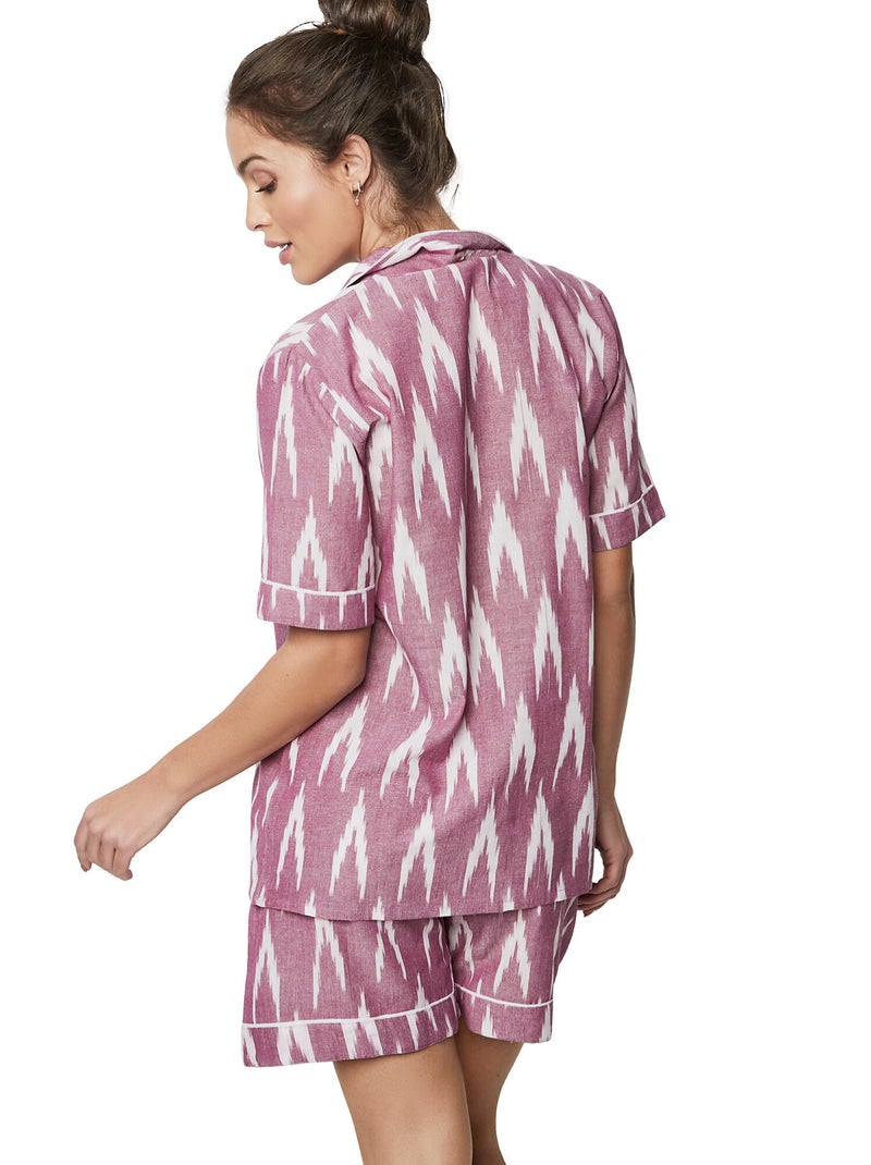 Pyjama short chemise manches courtes HOMEWEAR P101 Violet - Kiabi
