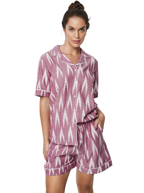 Pyjama short chemise manches courtes HOMEWEAR P101 - Kiabi
