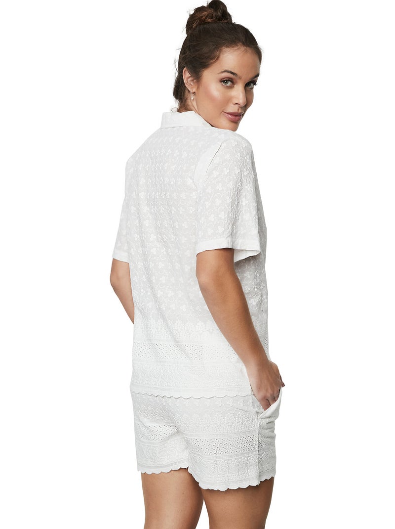 Pyjama short chemise manches courtes HOMEWEAR P102 Blanc - Kiabi