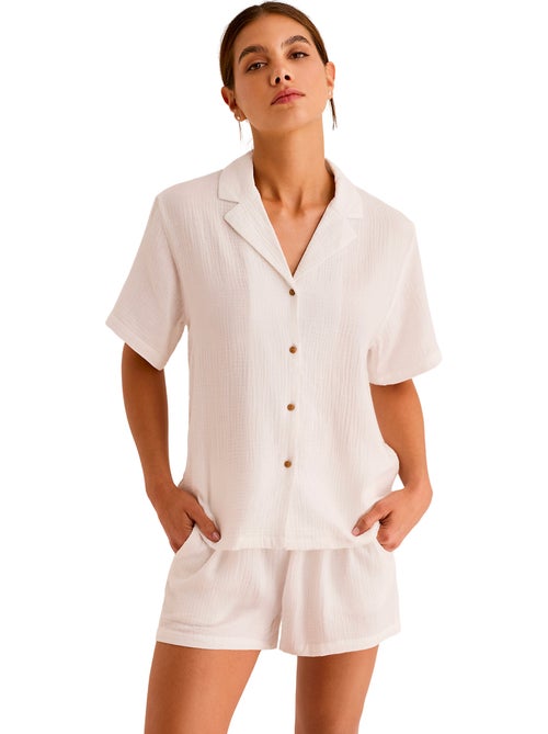 Pyjama short chemise manches courtes HOMEWEAR P119 - Kiabi Pyjama short chemise manches courtes HOMEWEAR P119 - Kiabi