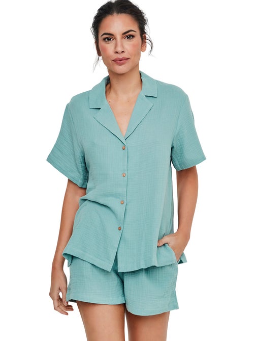 Pyjama short chemise manches courtes HOMEWEAR P119 - Kiabi Pyjama short chemise manches courtes HOMEWEAR P119 - Kiabi