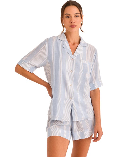 Pyjama short chemise manches courtes HOMEWEAR P120 - Kiabi Pyjama short chemise manches courtes HOMEWEAR P120 - Kiabi