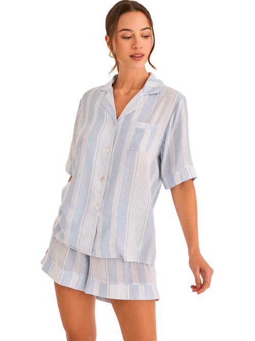Pyjama short chemise manches courtes HOMEWEAR P120 - Kiabi Pyjama short chemise manches courtes HOMEWEAR P120 - Kiabi