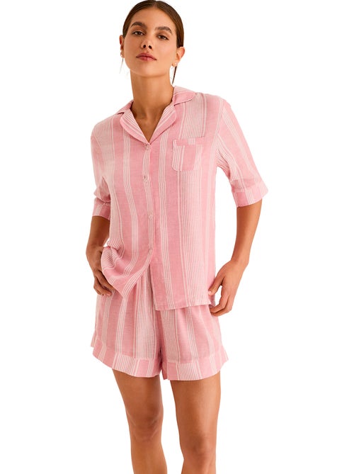 Pyjama short chemise manches courtes HOMEWEAR P120 - Kiabi Pyjama short chemise manches courtes HOMEWEAR P120 - Kiabi