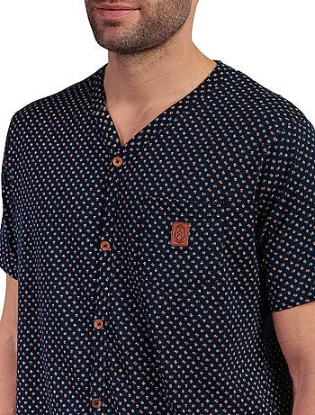 Pyjama short chemise manches courtes Leather