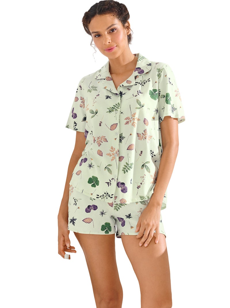 Pyjama short chemise manches courtes POMPEYA Multicolore - Kiabi