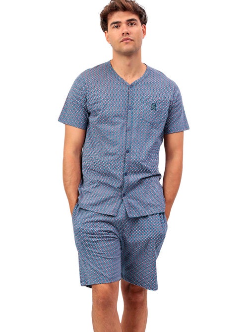 Pyjama short chemise manches courtes Sterling - Kiabi Pyjama short chemise manches courtes Sterling - Kiabi