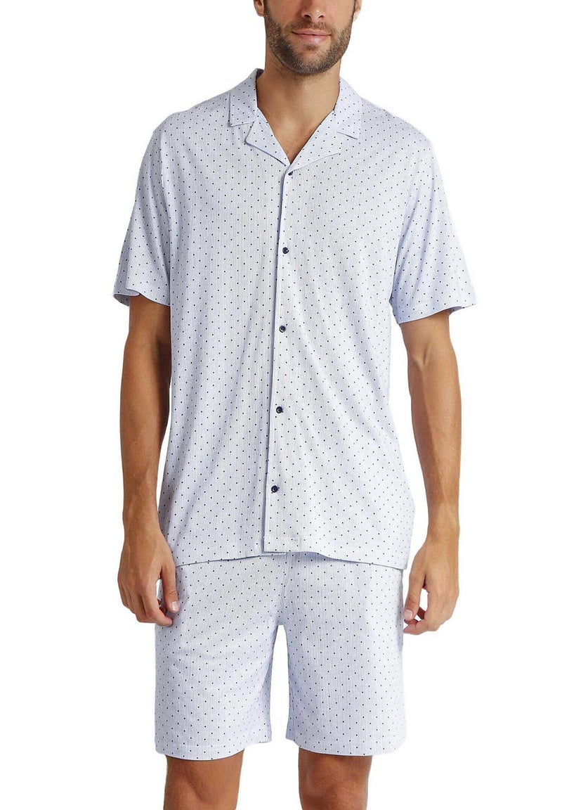 Pyjama short chemise Stripes And Dots Bleu - Kiabi
