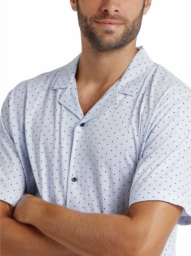 Pyjama short chemise Stripes And Dots Bleu - Kiabi