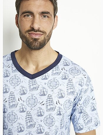 Pyjama short col V jersey coton - Afibel