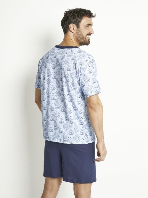 Pyjama short col V jersey coton - Afibel - Kiabi