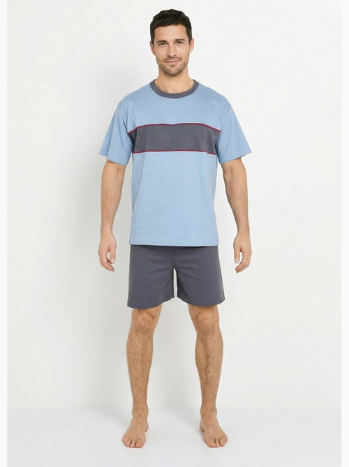 Pyjama short coton bicolore - Afibel - Kiabi