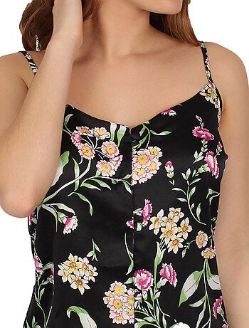 Pyjama short débardeur Black Flowers noir