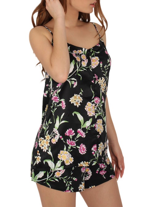 Pyjama short débardeur Black Flowers noir - Kiabi