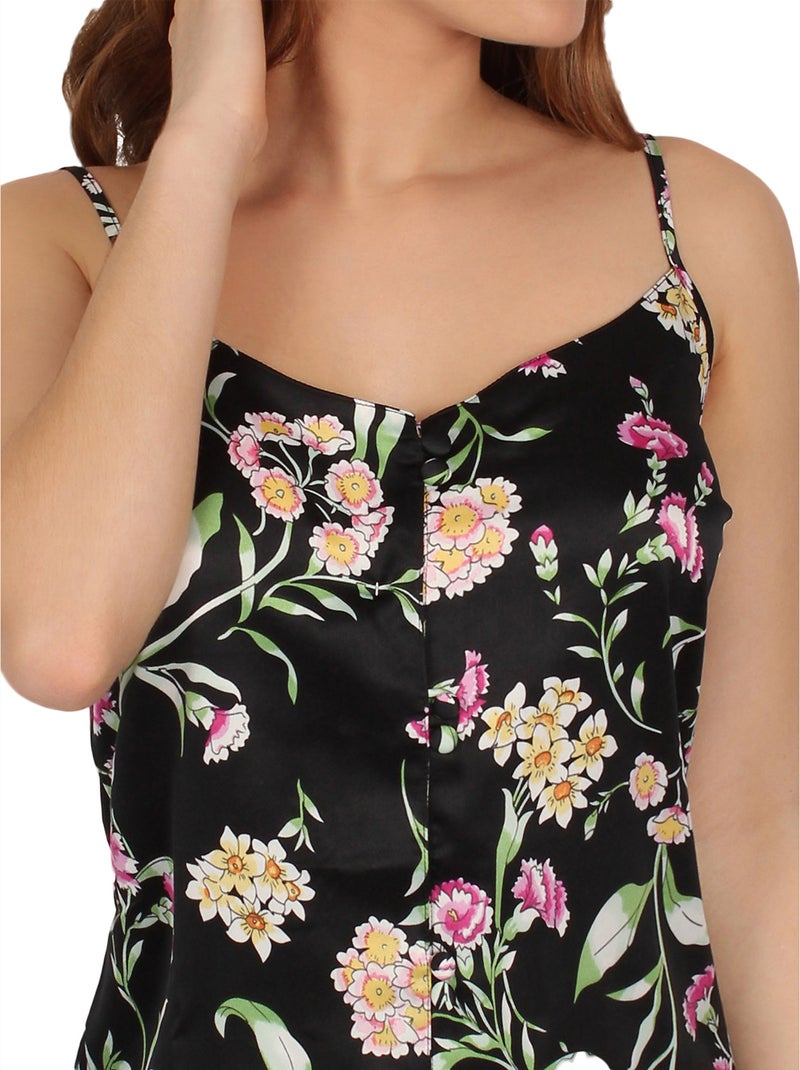 Pyjama short débardeur Black Flowers noir Noir - Kiabi