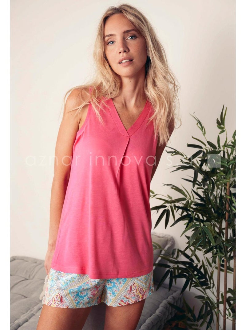 Pyjama short débardeur Colored Diamonds rose Rose - Kiabi