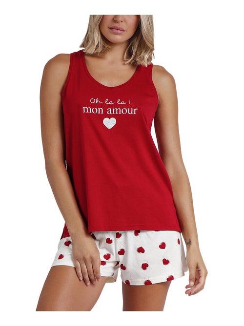 Pyjama short débardeur Dans Mon Coeur - Kiabi