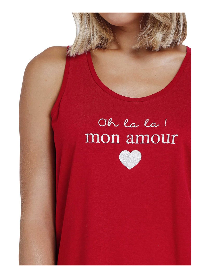 Pyjama short débardeur Dans Mon Coeur Rouge - Kiabi