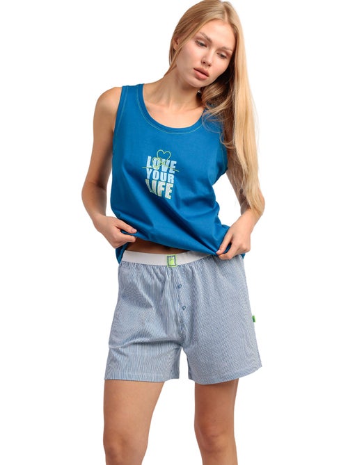 Pyjama short débardeur Love Your Life - Kiabi