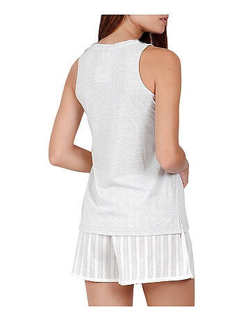Pyjama short débardeur Luxe Stripes gris