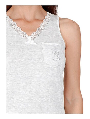 Pyjama short débardeur Luxe Stripes gris