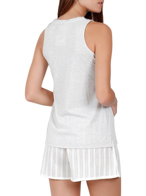 Pyjama short débardeur Luxe Stripes gris - Kiabi Pyjama short débardeur Luxe Stripes gris - Kiabi