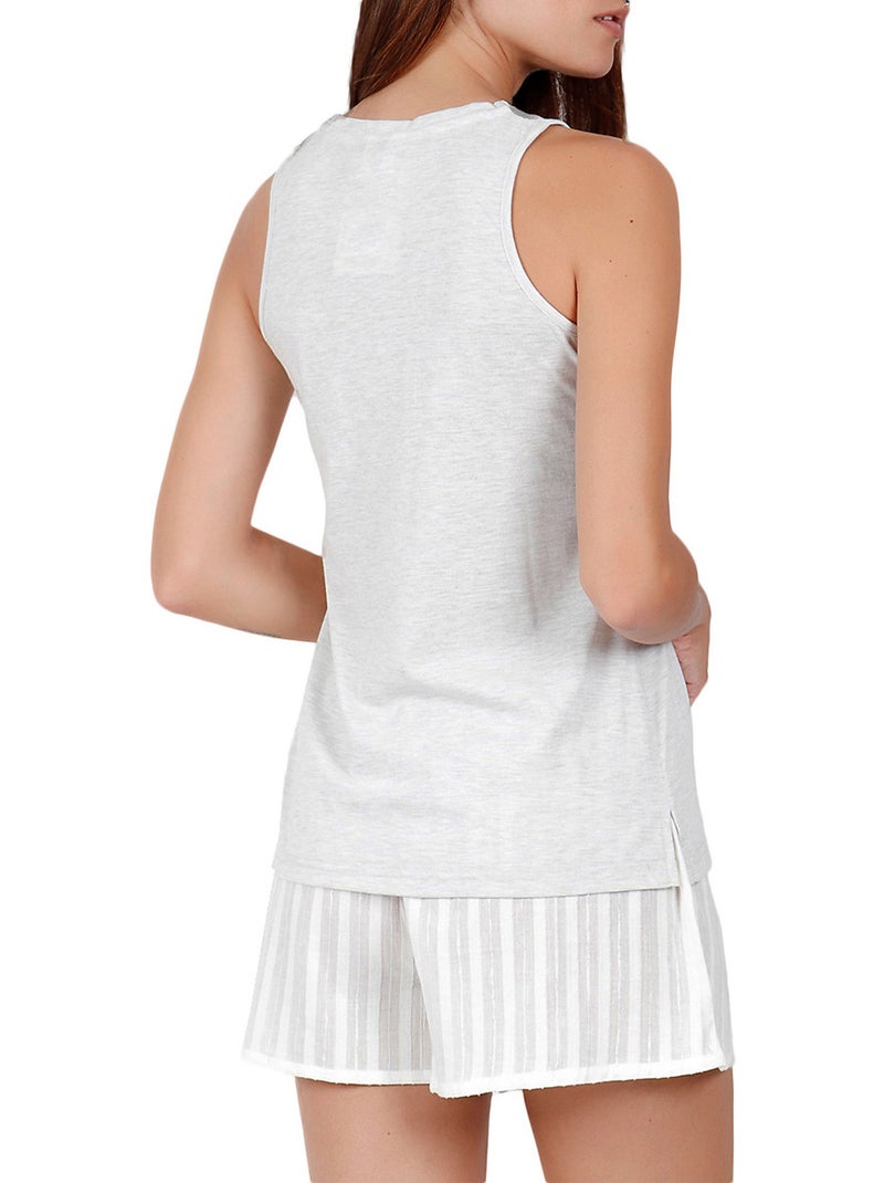 Pyjama short débardeur Luxe Stripes gris Gris - Kiabi