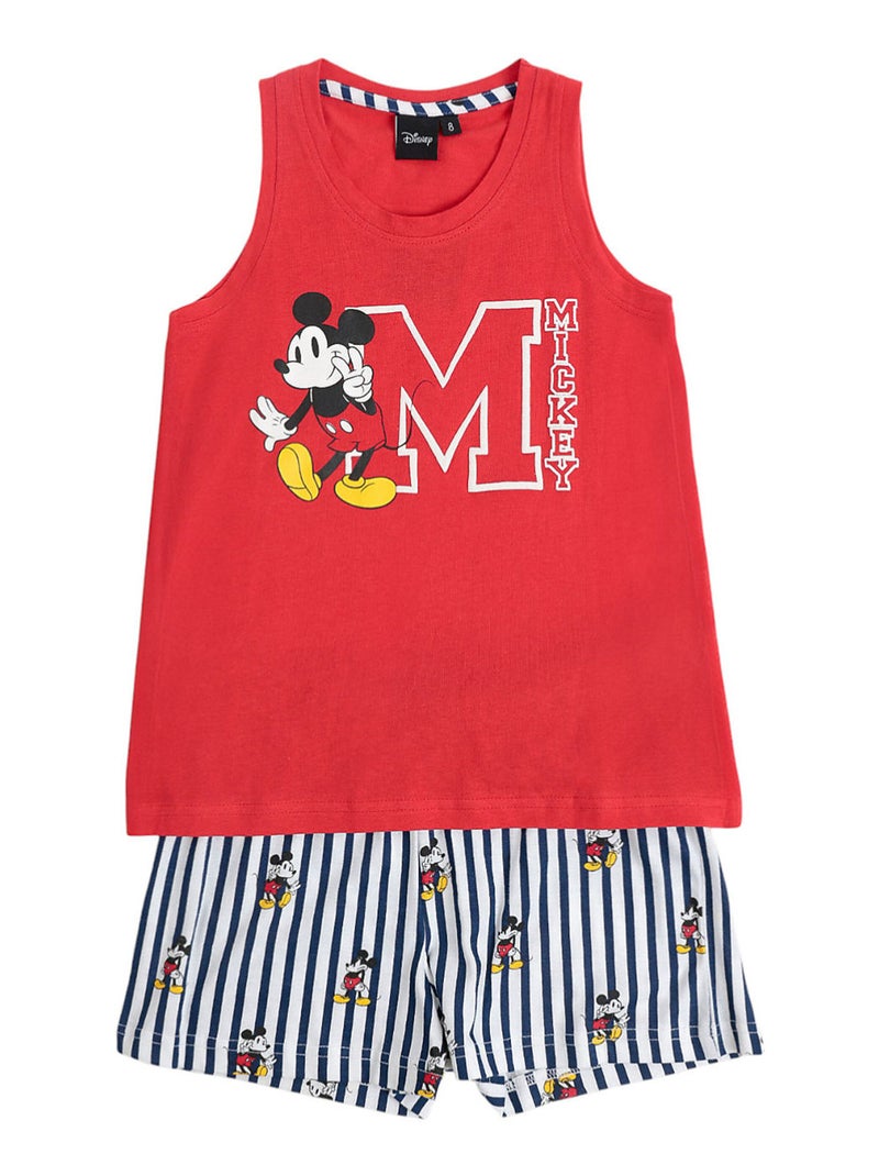 Pyjama short débardeur Mickey NY Summer Disney Bleu Rouge Blanc - Kiabi