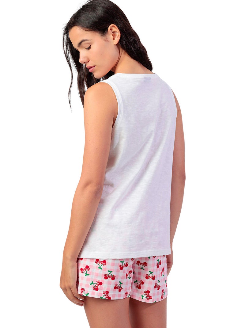 Pyjama short débardeur Minnie Cherry Disney Blanc - Kiabi