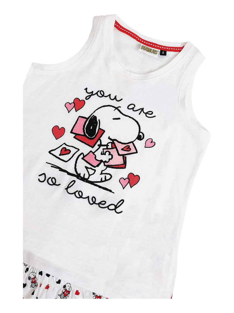 Pyjama short débardeur Peanuts In My Heart Blanc - Kiabi
