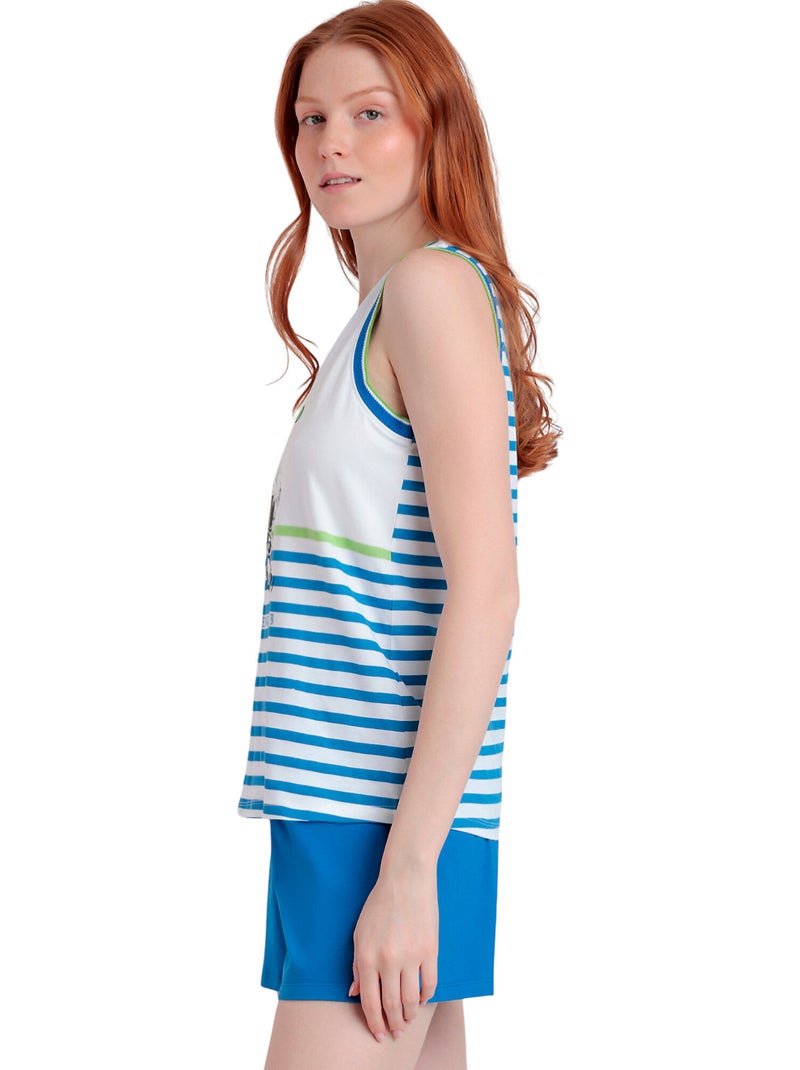 Pyjama short débardeur Peanuts Tennis Club Bleu - Kiabi