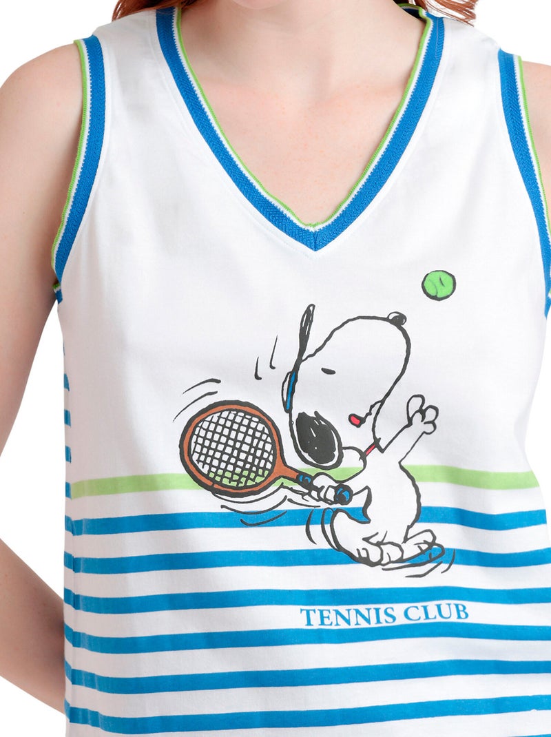 Pyjama short débardeur Peanuts Tennis Club Bleu - Kiabi