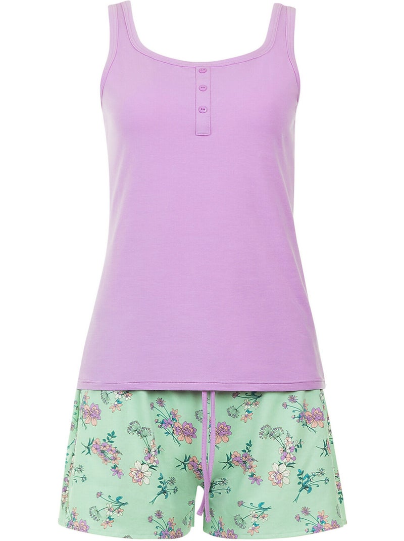 Pyjama short débardeur Posh Vert - Kiabi