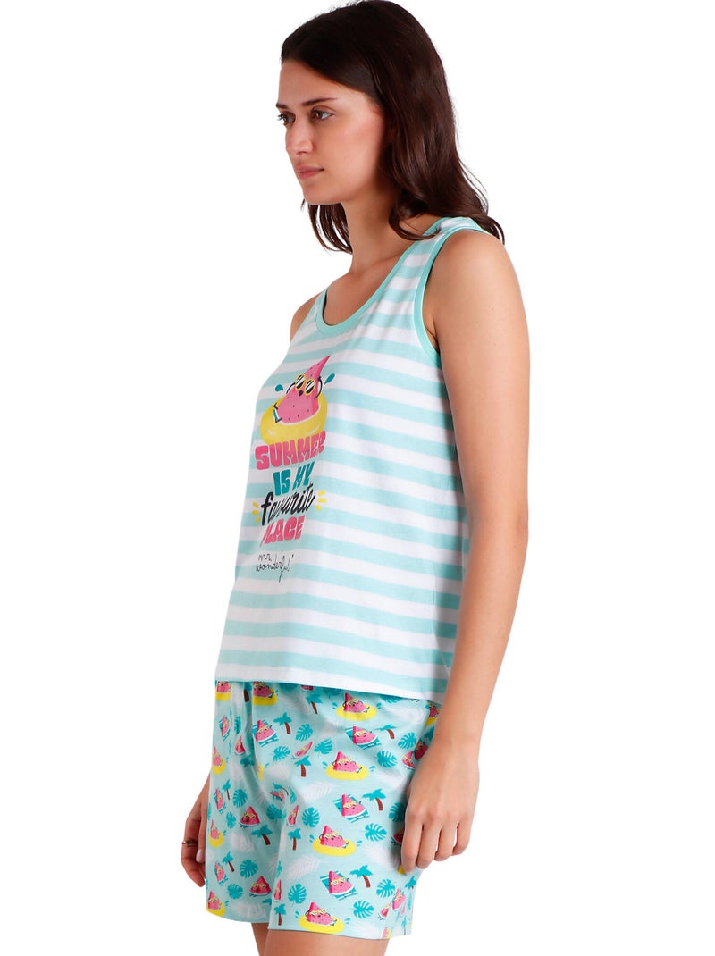 Pyjama short débardeur Sandia Mr Wonderful Bleu - Kiabi