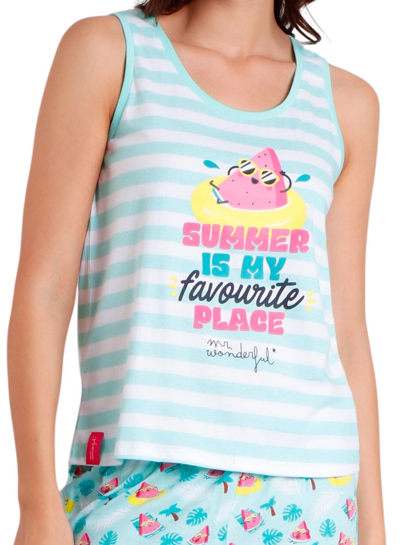 Pyjama short débardeur Sandia Mr Wonderful Bleu - Kiabi