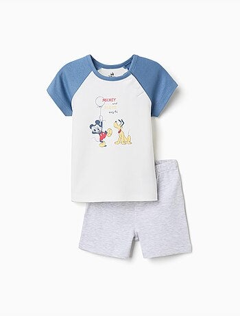 Pyjama short en coton avec mickey & pluto