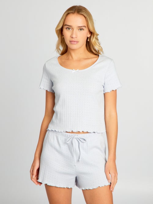 Pyjama short en maille pointelle - Kiabi