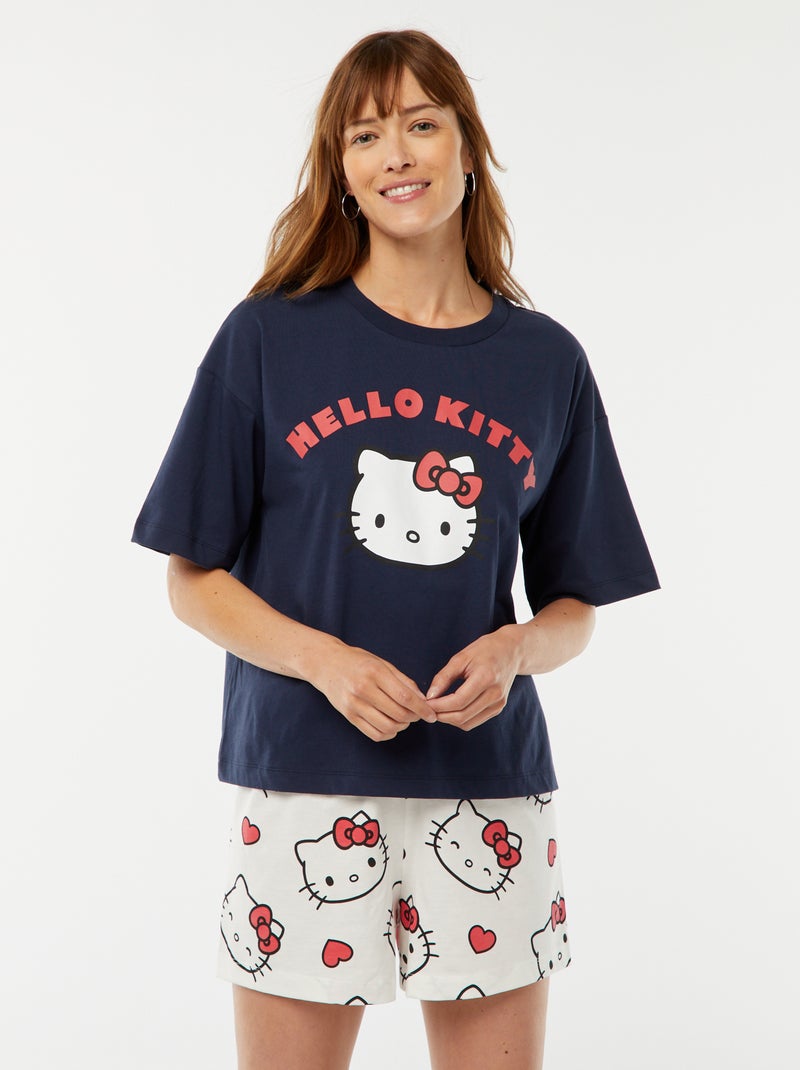 Pyjama short 'Hello Kitty' - 2 pièces Marine/blanc - Kiabi