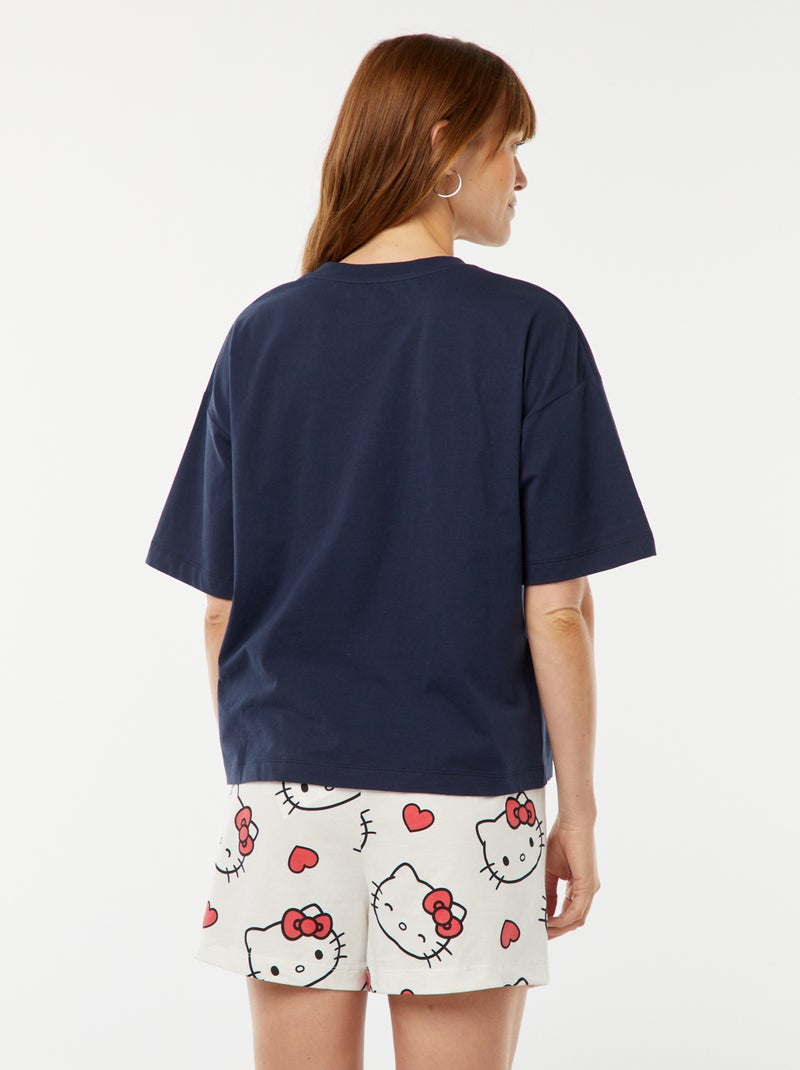 Pyjama short 'Hello Kitty' - 2 pièces Marine/blanc - Kiabi