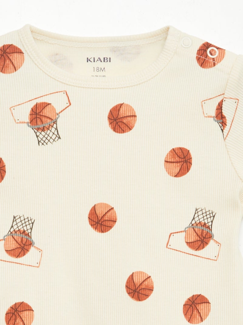 Pyjama short imprimé - 2 pièces BLANC - Kiabi