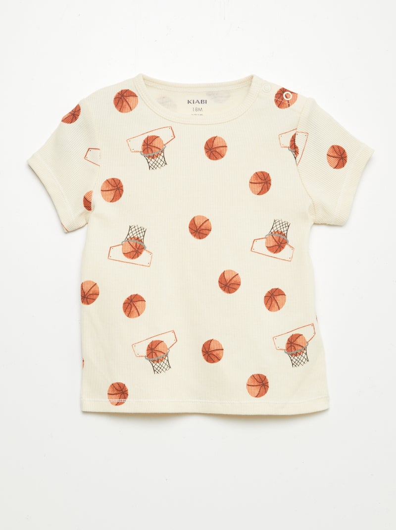 Pyjama short imprimé - 2 pièces BLANC - Kiabi