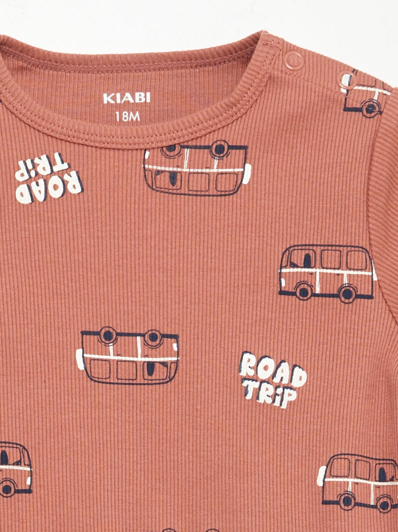 Pyjama short imprimé - 2 pièces ROUGE - Kiabi