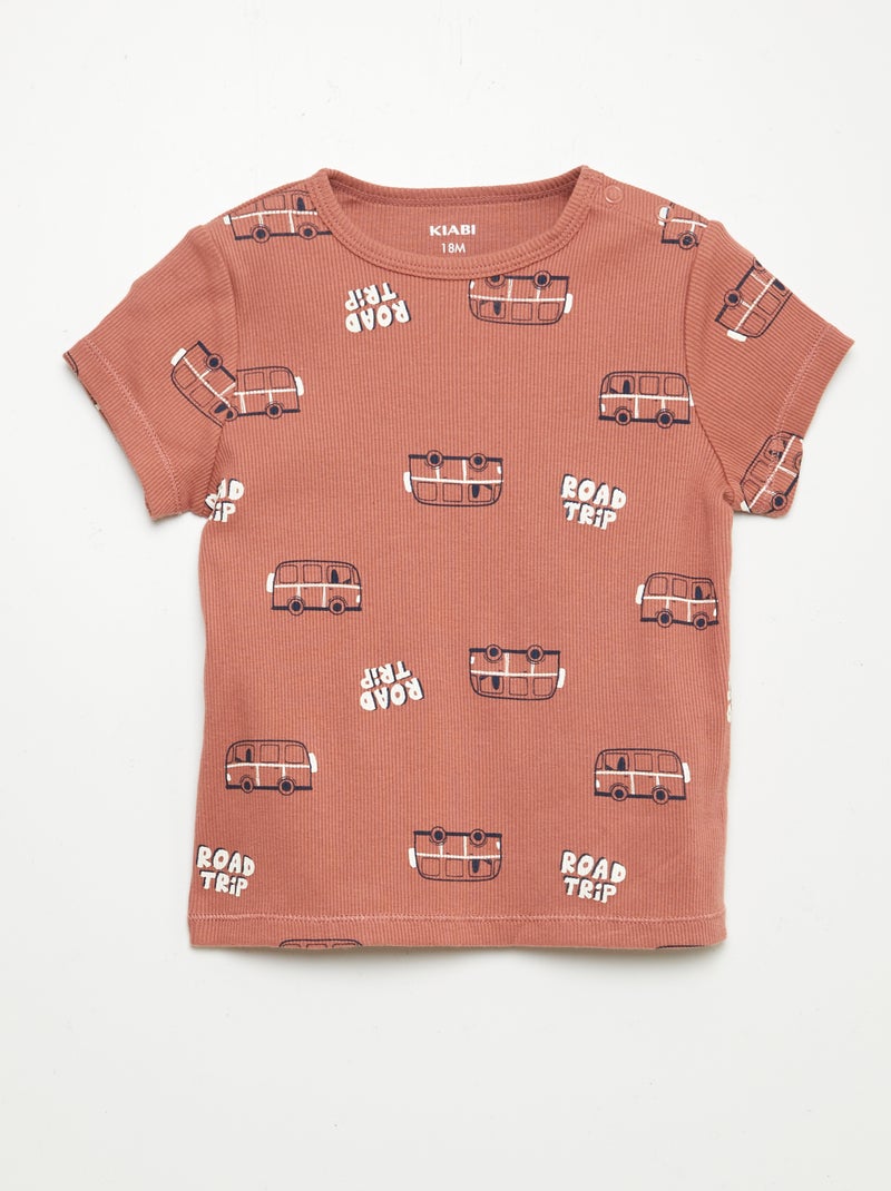 Pyjama short imprimé - 2 pièces ROUGE - Kiabi