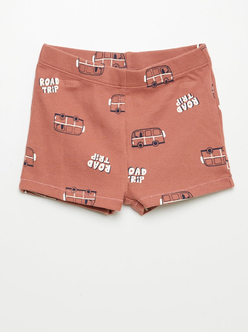 Pyjama short imprimé - 2 pièces ROUGE - Kiabi