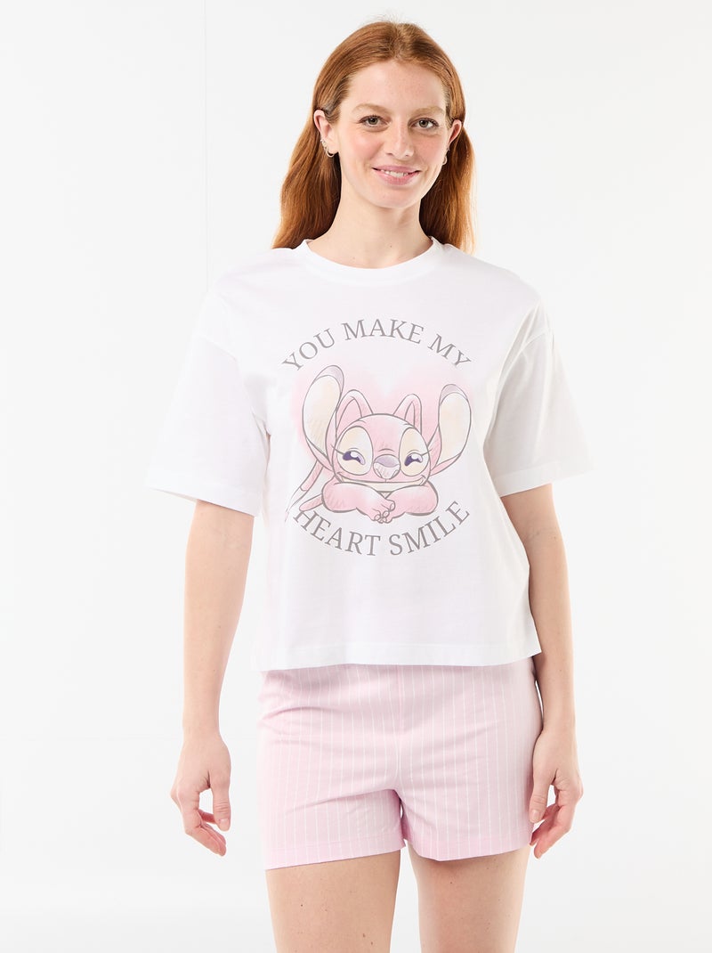Pyjama short imprimé 'Stitch' - 2 pièces Blanc - Kiabi