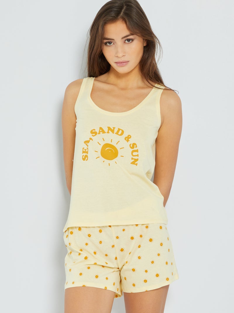 Pyjama short jaune - Kiabi