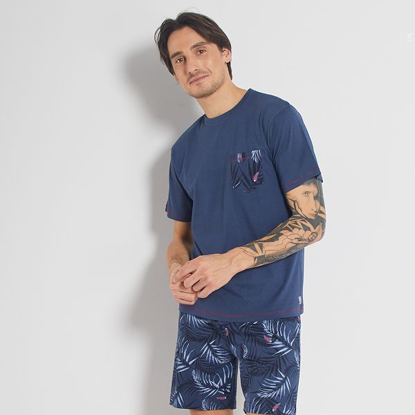 Pyjama short 'jungle' Homme - marine/bleu - Kiabi - 16,00€